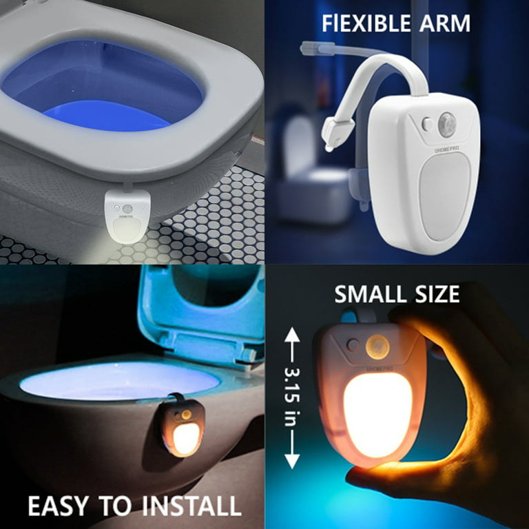 Stocking Stuffers Unique & Funny Gift Idea Motion Sensor Activated Bathroom Night Light Battery Powered Energizer Toilet Night Light 54845 20-Color Changing LED Toilet Bowl Light 